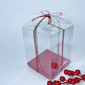 Коробка для сувенірів, 100*100*120(130) мм, пластик, "червона"