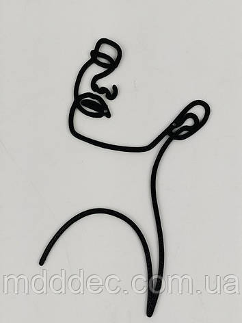 Топпер боковий контур обличчя дівчини, торцевий топер для торта силует дівчини, фото 1