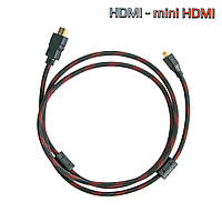 Кабель для монитора HDMI A - mini HDMI C (V1.4) 1.5м, мини ашдимиай кабель для телевизора, шнур mini HDMI (GK)
