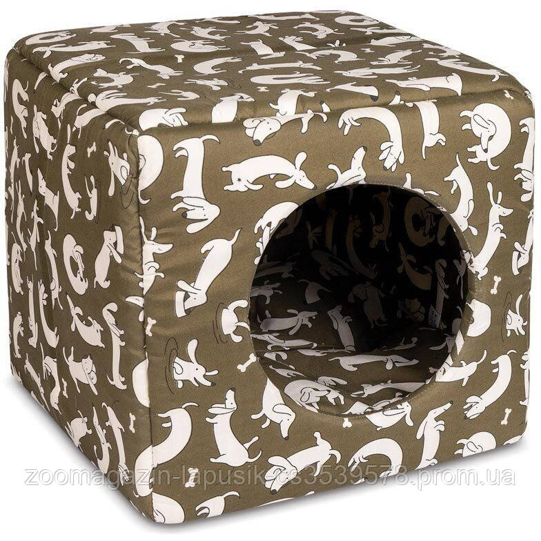 Будиночок-лежак для кішок і собак Природа Cube, коричневий