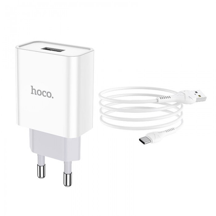 Зарядний пристрій HOCO C81A Asombroso два USB-порти Type-C зі знімним кабелем Білий