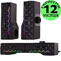 Колонки/саундбар 2E RGB Soundbar 10W, черные с подсветкой, 3.5mm jack/USB, колоночки для компьютера (ПК)