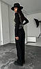Жіночий стильний костюм штани та топ із довгими рукавами чорний, фото 3