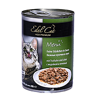 Влажный корм для кошек Edel Cat Нежные кусочки в соусе с индейкой и печенью 400 г Акция