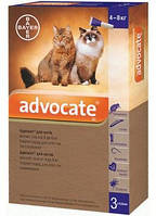Краплі на холку від бліх і кліщів Bayer Advocate для кішок від 4 до 8 кг 3 х 0,8 мл Акція