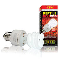 Компактна люмінесцентна лампа Exo Terra «Reptile UVB 200» для опромінення променями УФ-В спектра 13 W, E27 (для