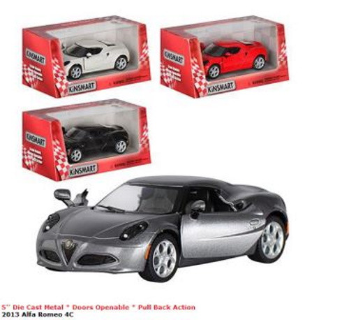 Машина — метал. "Kinsmart" "ALFA ROMEO 4C (2013)", в кор. 16*8,5*7,5 см (96 шт./4)