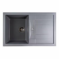 Гранітна мийка для кухні Platinum 7850 TROYA матова Сірий металік