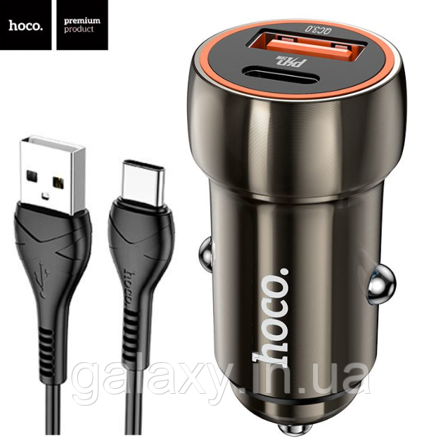 АЗП Hoco USB/Type-C швидка зарядка на 2 портах PD/QC3.0 + кабель USB - Type-C Z46A