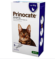 Протипаразитарні краплі на холку KRKA Prinocate для котів 4-8 кг (3 піпетки*0.8 мл 80 мг/8 мг)