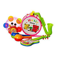 Детские музыкальные инструменты маракеши, труба, бубен, гитара, барабан, саксофон (2013C)