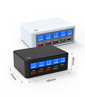 Быстрая зарядное устройство 65W 5 port USB Quick Charge Station QC3.0 PD LED экран для планшетов и смартф