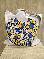 Сумка Шоппер з вишивкою Квіточки на молочному льоні, еко сумка для покупок, шопер, сумка з вишиванкою, сумка для покупок вишита