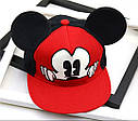 Дитяча кепка Снепбек з вушками Міккі Маус (Mickey Mouse) з прямим козирком Чорна 2, Унісекс WUKE One size, фото 3