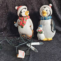Статуэтки с подсветкой Пингвины QUELLE Германия 70-80-х гг. Рождество Новый Год