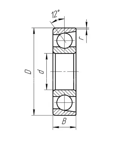 Підшипник 4-6017Е (Е17Т/Р4) , розміри:7*19*6, фото 2