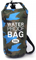 Гермомешок - водонепроницаемая сумка-рюкзак Waterproof Bag 10L Синий камуфляж