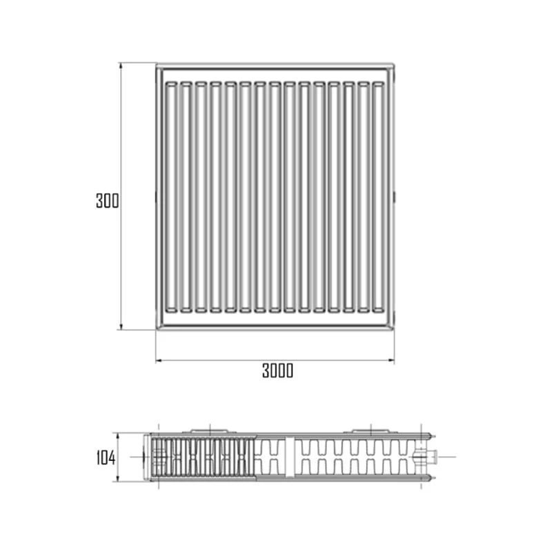 Радиатор стальной Aquatronic 22 тип 300х3000 боковое подключение - фото 2 - id-p1789676761
