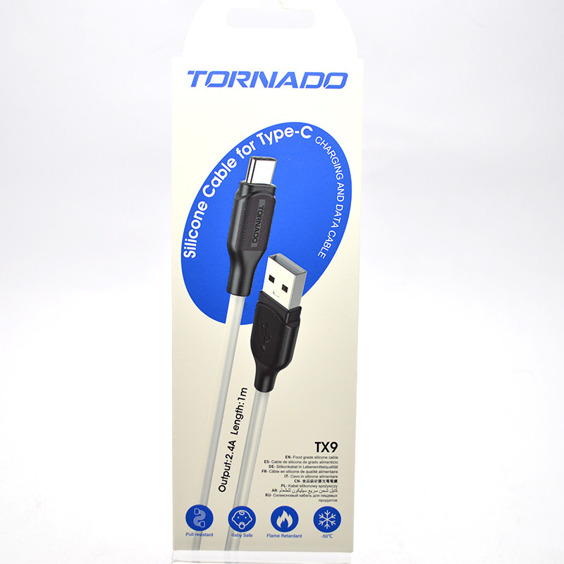 Кабель Tornado TX9 Silicon Cable Type-c 2,4A 1M White, фото 1