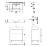 Комплект Qtap Albatross 810х825х460 White тумба підлогова + раковина врізна QT0171TN800D3080CW, фото 2