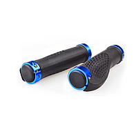 Гріпси каучукові,ручки на кермо велосипеда рифлені з заглушками і замками (синій)