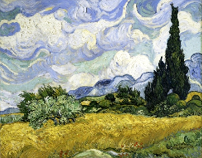 Картина стразами Діамантові ручки Поле з кипарисами худ. Vincent van Gogh (GU_189670) 40 х 50 см (На підрамнику)