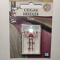 Иглы швейные двойные универсальные ORGAN TWIN №90/4 для бытовых швейных машин блистерная упаковка