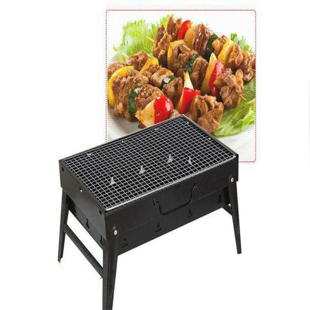 Мангал валіза складаний переносний BBQ розбірний портативний барбекю гриль з ґратами для пікніка 35х27х8см