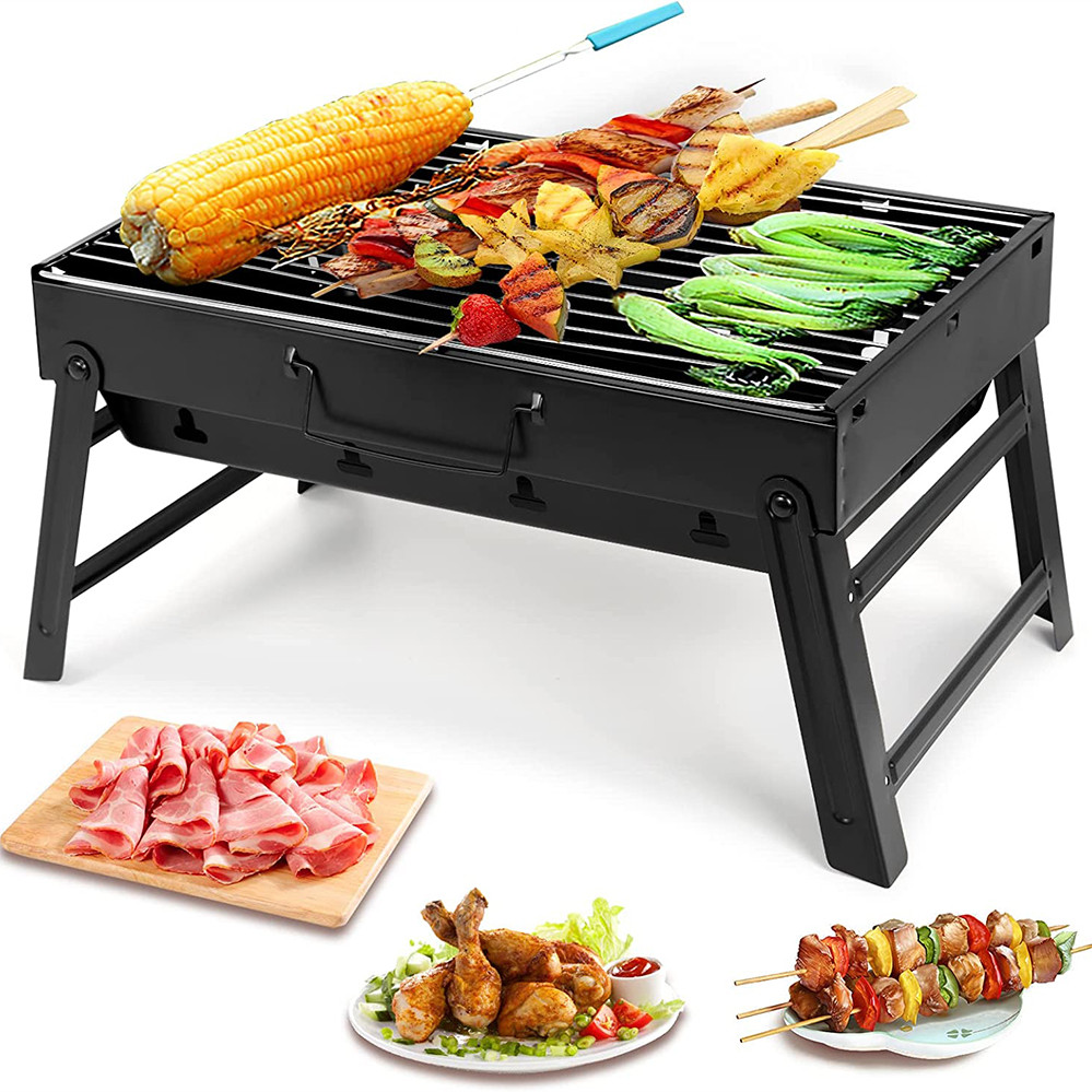 Мангал гриль чемодан складний переносний BBQ розбірний портативний з ґратами для пікніка 35х27х8см