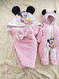 Демісезонний комплект для новонароджених дівчаток, рожевий, принт Минни, фото 2