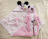 Демісезонний комплект для новонароджених дівчаток, рожевий, принт Минни, фото 6