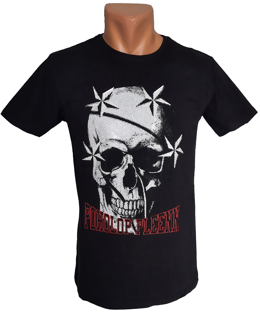 Чорна футболка з черепом Leonidas — No7173