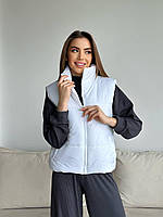 Стильная стеганная женская жилетка безрукавка Ткань : Плащевка Наполнитель: силикон 200 Размеры: 42, 44, 46