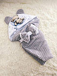 Демісезонний комплект для новонароджених, сірий, принт Ведмедик, фото 2