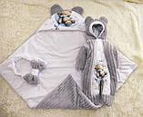 Демісезонний комплект для новонароджених, сірий, принт Ведмедик, фото 5