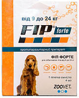 Zoovet (Зоовет) Fip Forte Фип Форте капли от блох и клещей для собак весом от 9 до 24 кг: 1 пипетка 4 мл