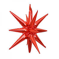 3D звезда фольгированный шар красный (спаяная) 68*54 Китай
