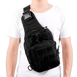 Чоловіча сумка-рюкзак через плече 5 л (28х19х10см) A74, Чорна / Рюкзак однолямковий тактичний