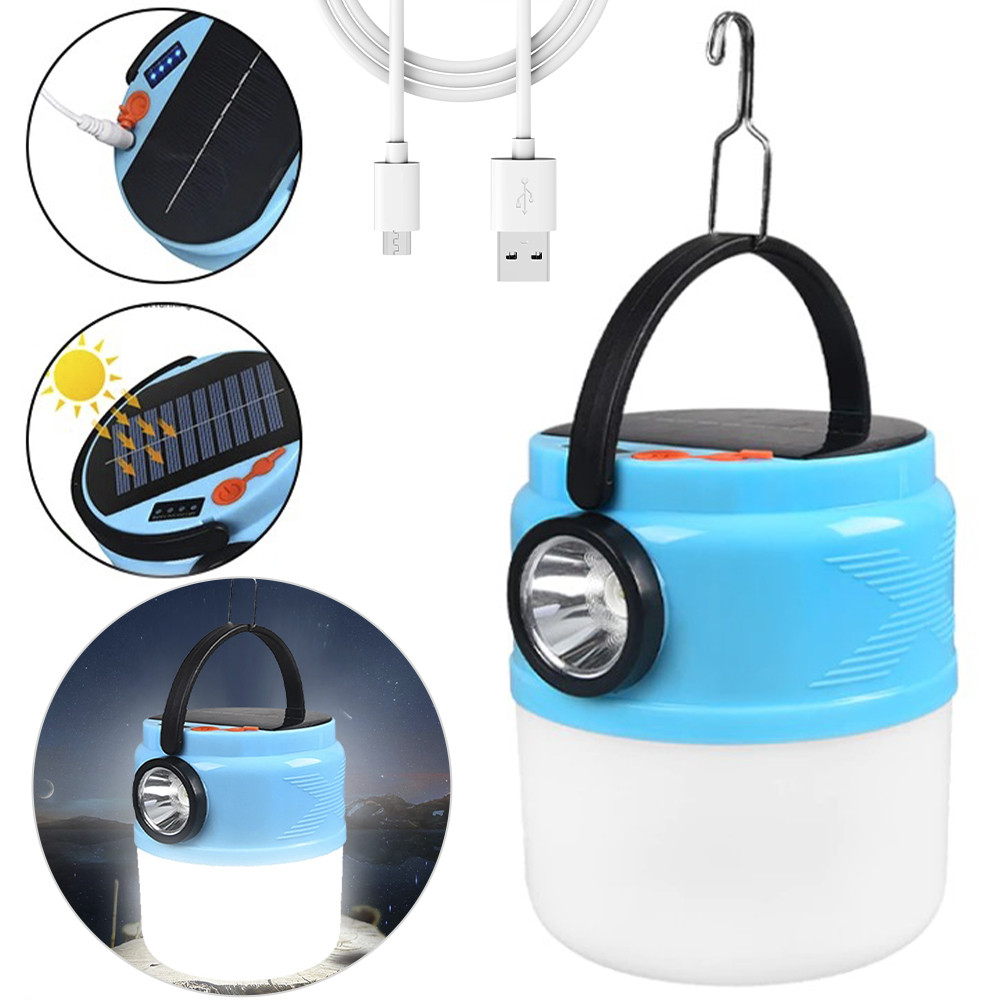 Кемпінговий світильник із сонячною панеллю та підвісним гачком (USB, LED), JN-2210T / Яскравий переносний ліхтарик, фото 1