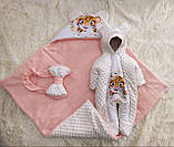 Демісезонний комплект одягу для новонароджених, принт Тигреня, молочний, фото 4