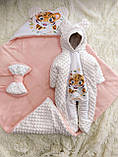 Демісезонний комплект одягу для новонароджених, принт Тигреня, молочний, фото 3