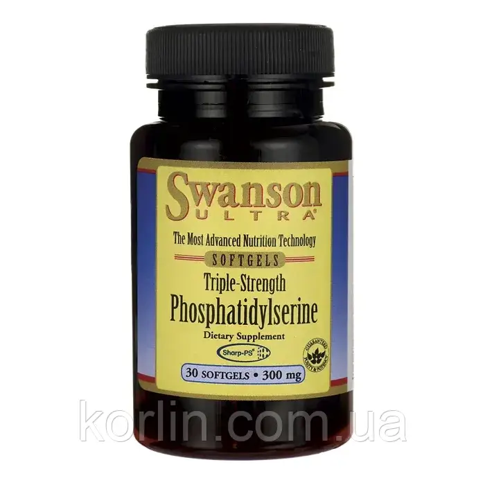 Фосфатидилсерин 300 мг 30 кап Swanson Phosphatidylserine 300 mg США Доставка з ЄС, фото 1