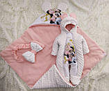 Демісезонний комплект одягу для новонароджених, принт Мінні, молочний, фото 6