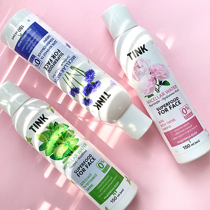 Міцелярна вода TINK Micellar Water для комбінованої шкіри, 150 мл волошки та молочна кислота, фото 3