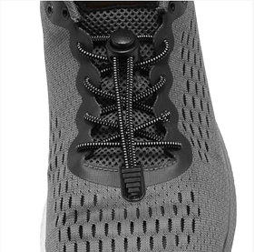 Шнурки для взуття з фіксаторами еластичні, Чорний