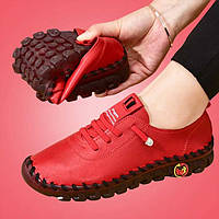 Лофери найзручніше взуття, жіноче повсякденне взуття, кросівки червоного кольору, розмір 36 Код 67-0015