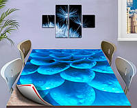 Покрытие для стола, мягкое стекло с фотопринтом, Синий цветок 60 х 100 см (1,2 мм)