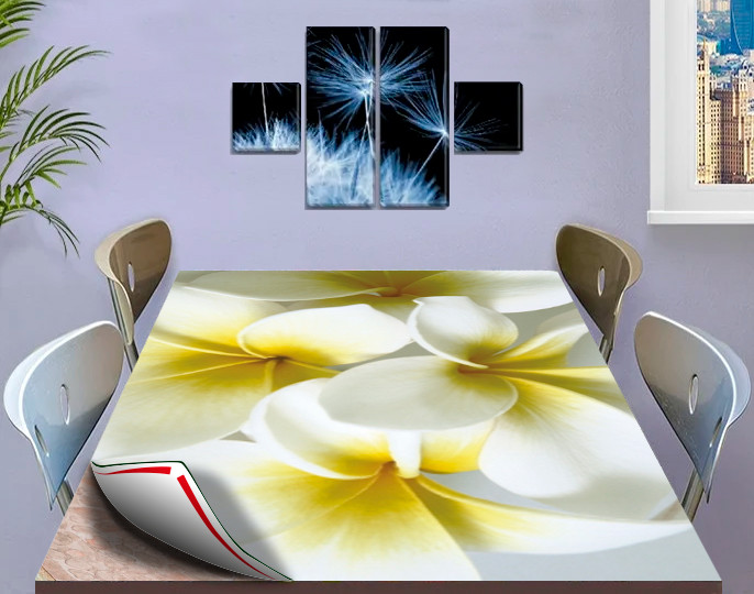 Покриття для столу, м'яке скло з фотопринтом, Квіти 60 х 100 см (1,2 мм)