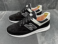 Чоловічі шкіряні кросівки New Balance NB чорний/нуб, мужские кросовки кожа на весну-осень Топчик 2023 черные.