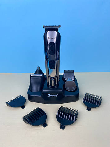 Акумуляторна машинка для стрижки Gm-592, 10 в 1 (набір для стрижки волосся і бороди), чорна, фото 1